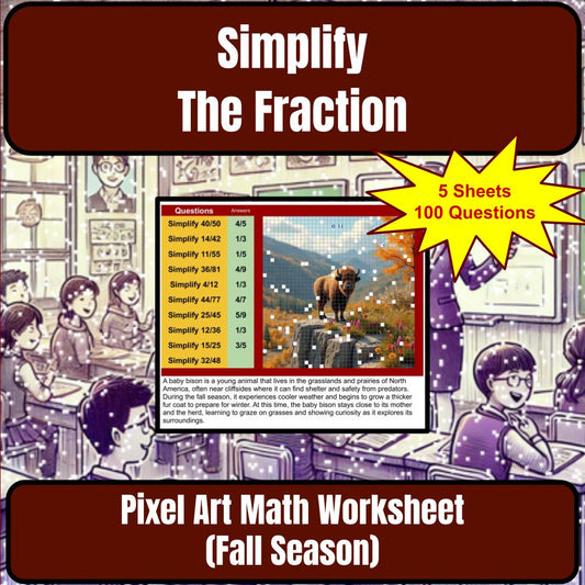 Simplify The Fraction Mystery Picture Activity Worksheet P0135