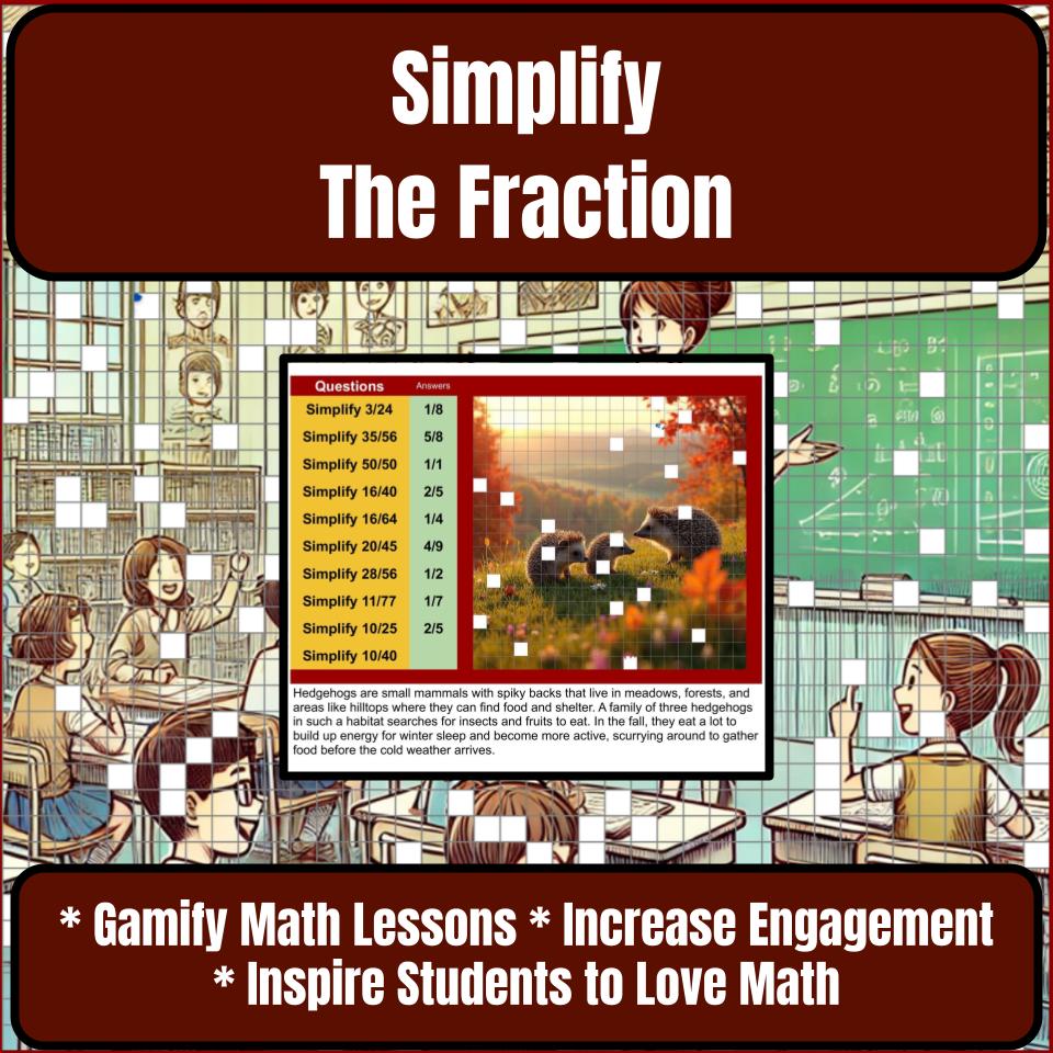 Simplify The Fraction Mystery Picture Activity Worksheet P0135