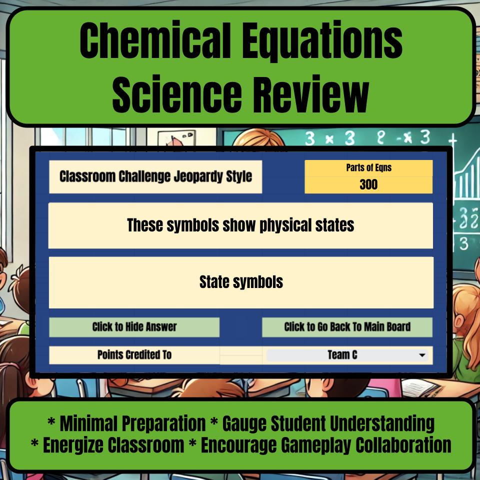 Chemical Equations Jeopardy Science Review I0135