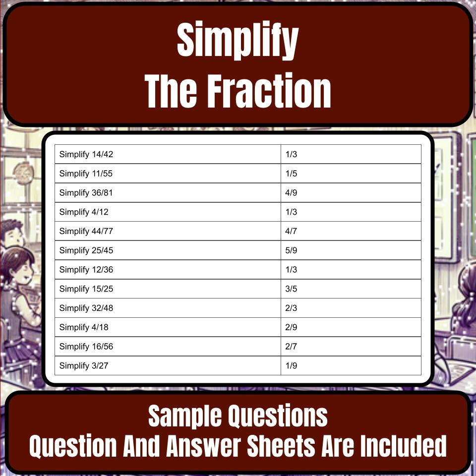 Simplify The Fraction Mystery Picture Activity Worksheet P0135