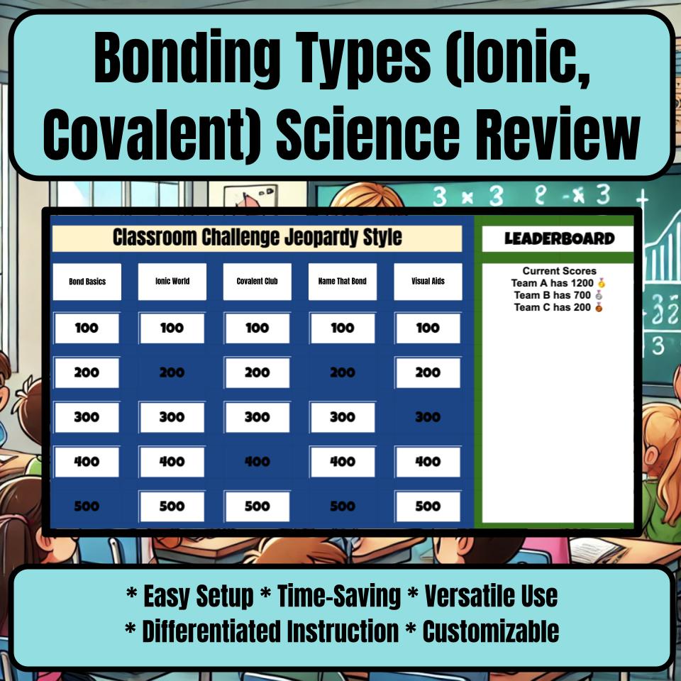 Bonding Types (Ionic, Covalent) Jeopardy Science Review I0138