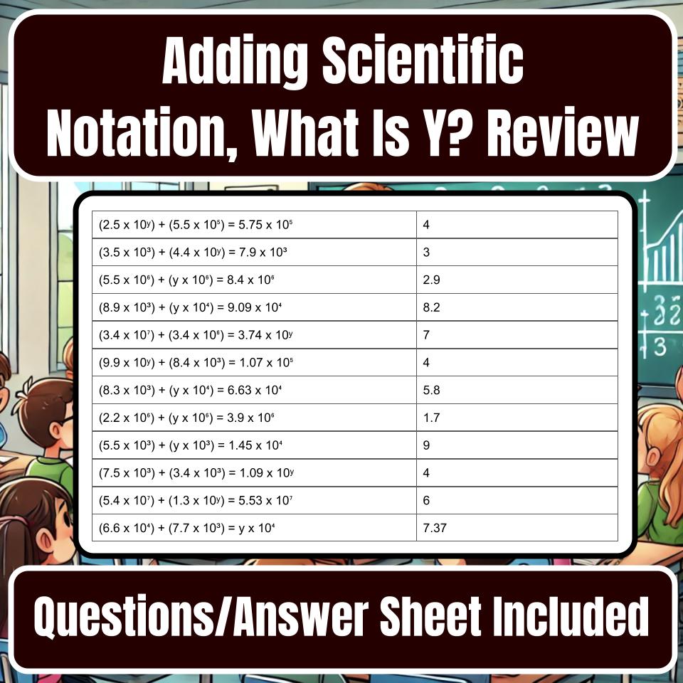 Jeopardy Adding Scientific Notation, What Is Y? Math Review Activity I0014