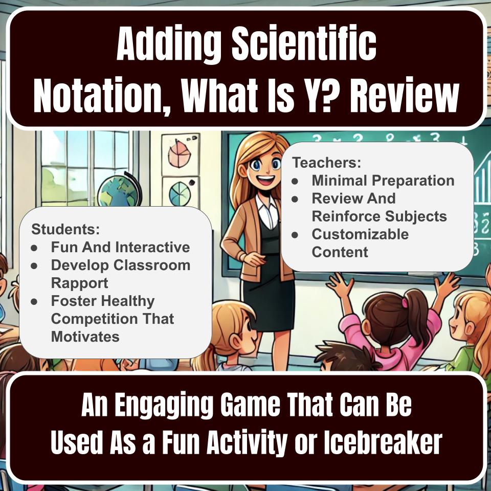 Jeopardy Adding Scientific Notation, What Is Y? Math Review Activity I0014
