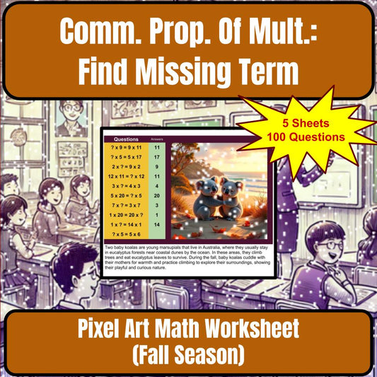 Commutative Property Of Multiplication: Find The Missing Term Mystery Picture P0147