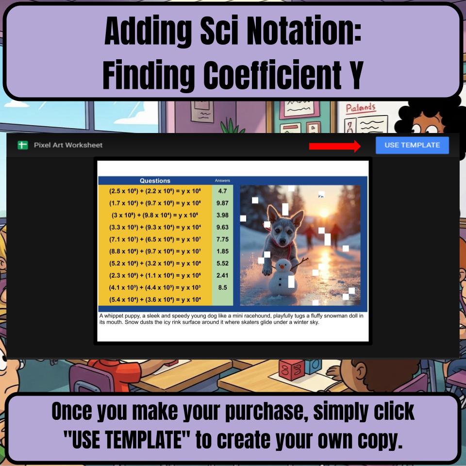 Adding Scientific Notation: Finding Resulting Coefficient Y Mystery Art P0015