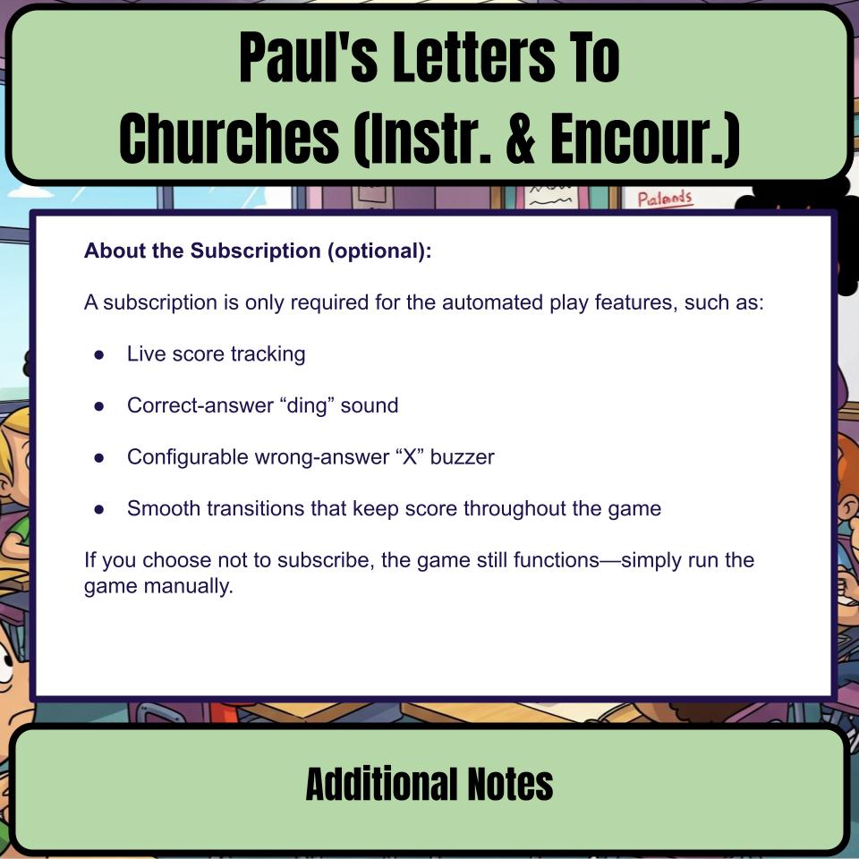 Paul’s Letters To Churches (Instr. & Encour.) Feud Review BF0015
