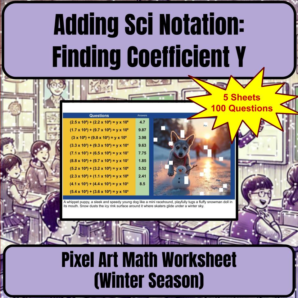 Adding Scientific Notation: Finding Resulting Coefficient Y Mystery Art P0015