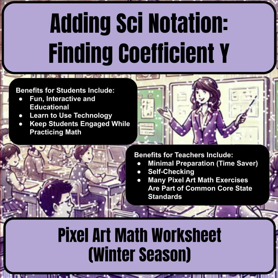 Adding Scientific Notation: Finding Resulting Coefficient Y Mystery Art P0015
