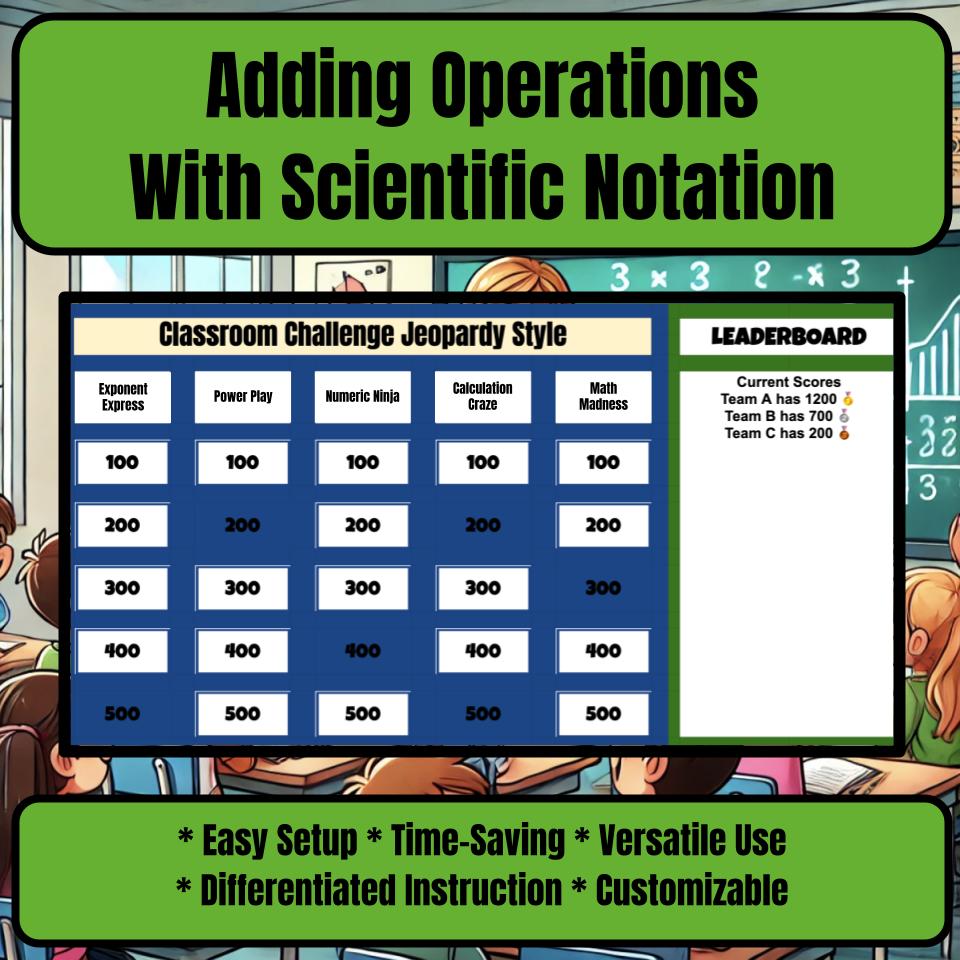 Adding Operations With Scientific Notation Jeopardy Math Review I0015