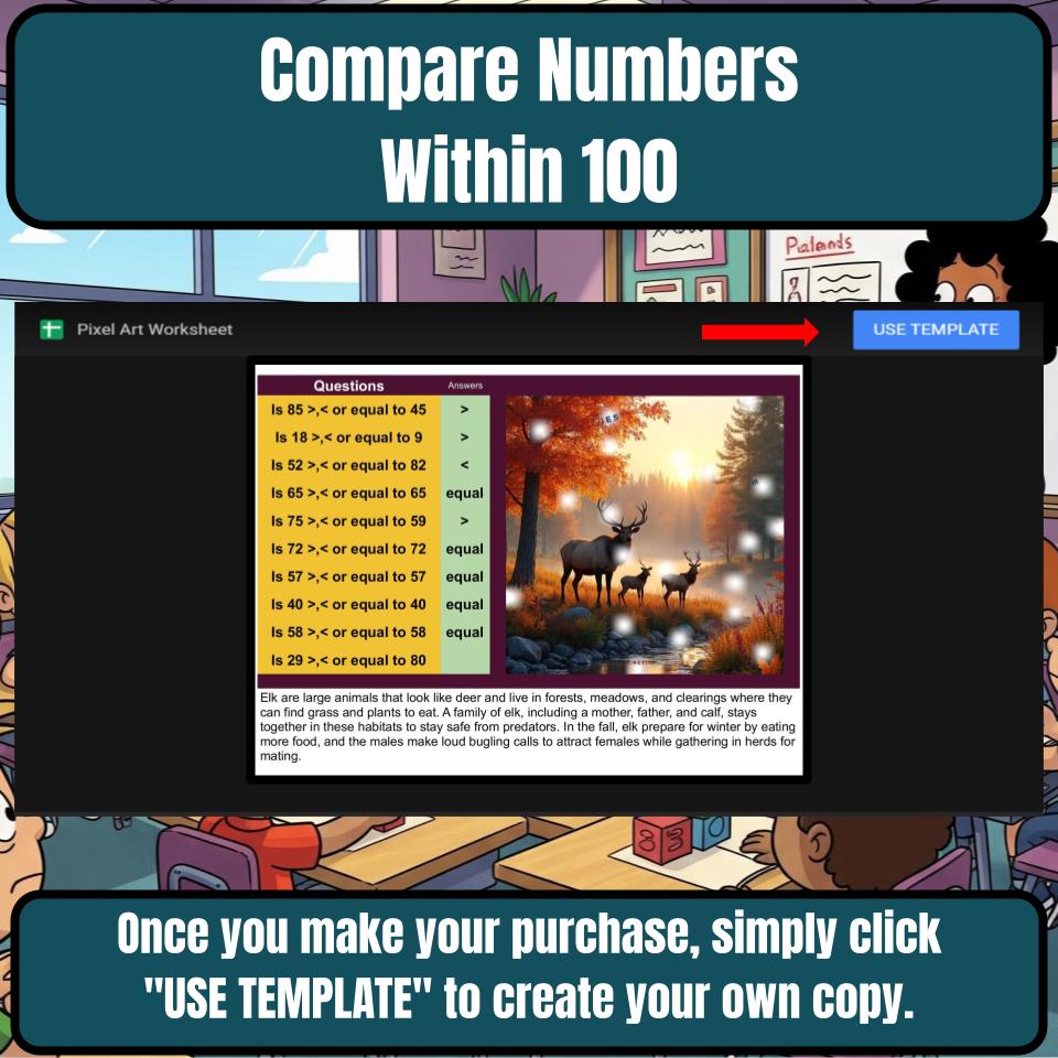 Compare Numbers Within 100 Mystery Picture P0150