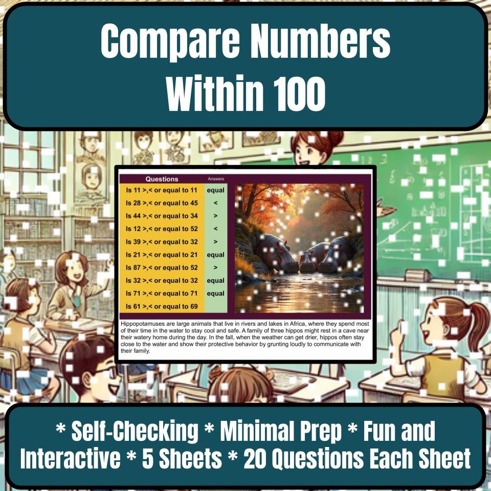 Compare Numbers Within 100 Mystery Picture P0150