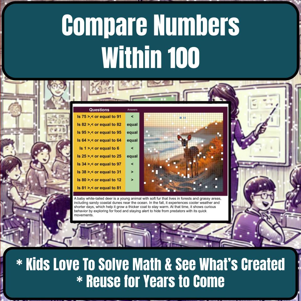 Compare Numbers Within 100 Mystery Picture P0150