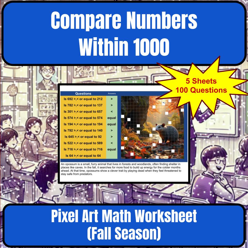Compare Numbers Within 1000 Mystery Picture P0151