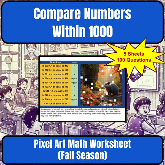 Compare Numbers Within 1000 Mystery Picture P0151
