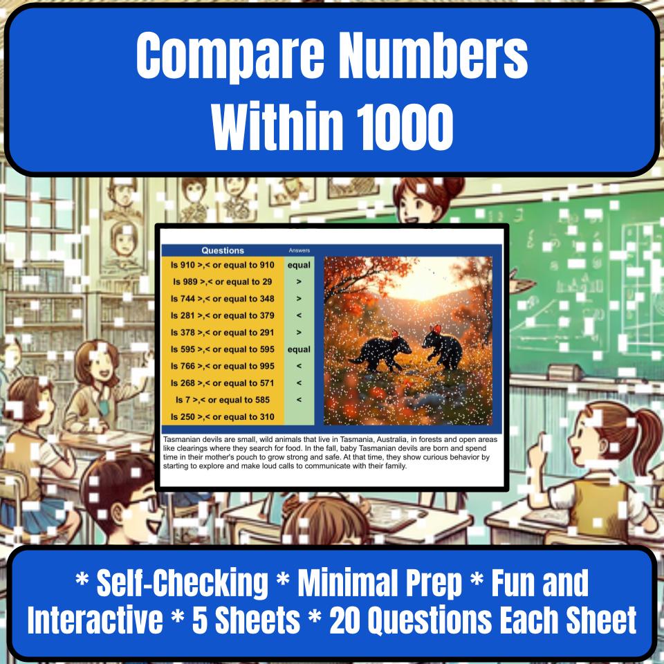 Compare Numbers Within 1000 Mystery Picture P0151