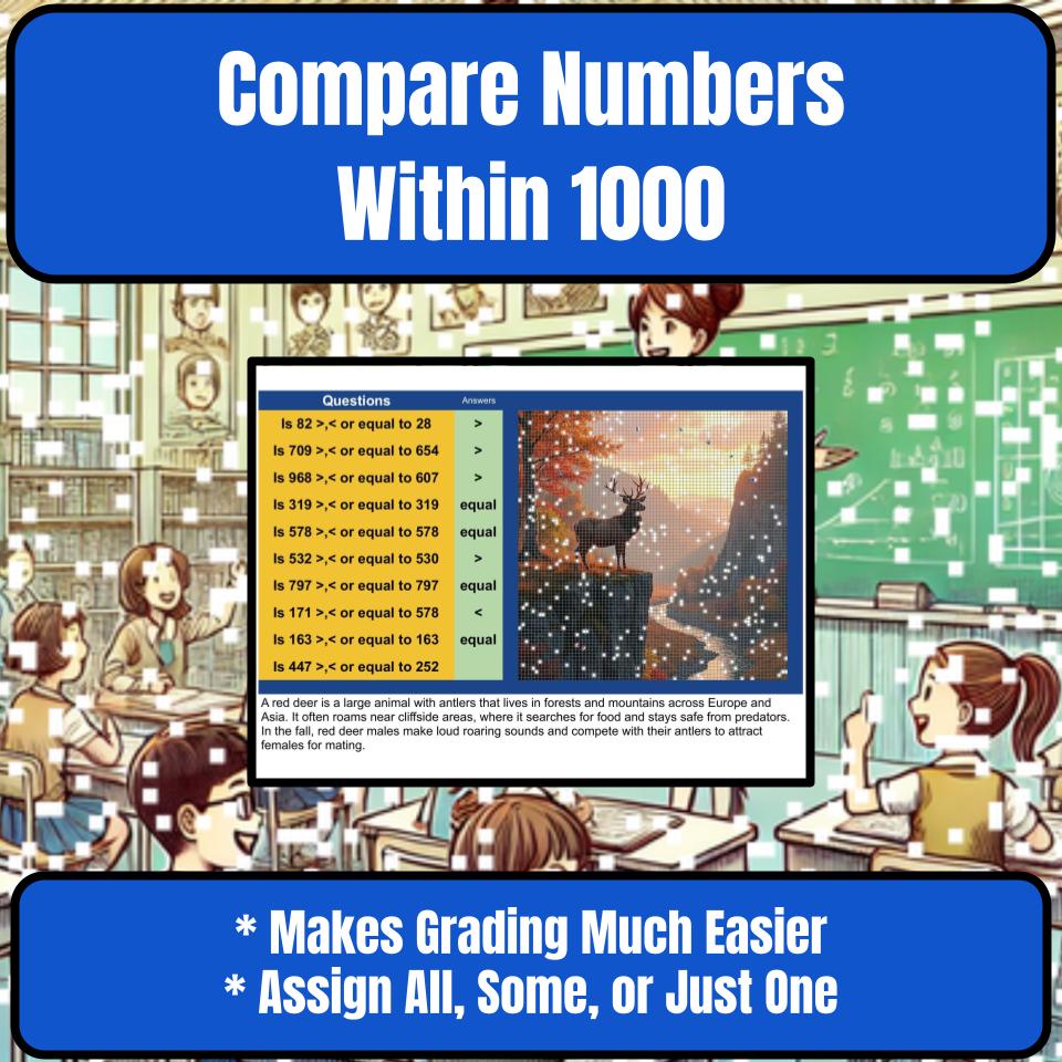 Compare Numbers Within 1000 Mystery Picture P0151