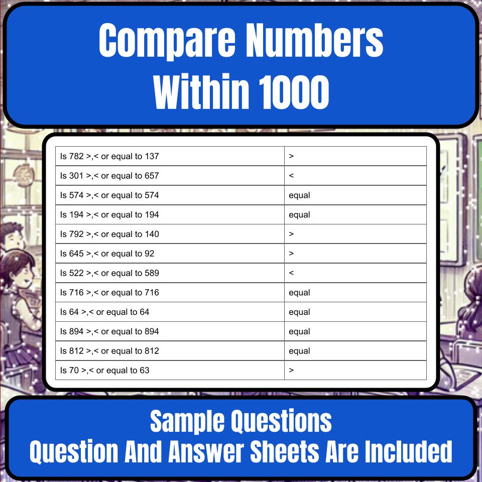 Compare Numbers Within 1000 Mystery Picture P0151