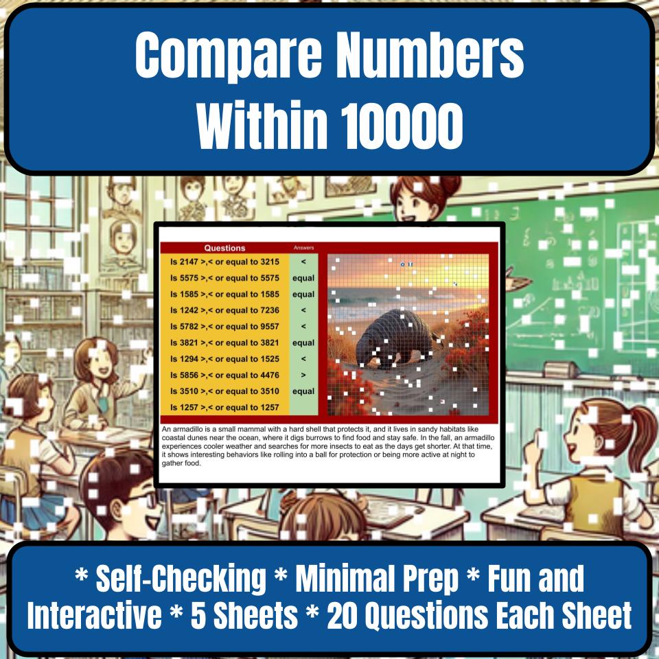 Compare Numbers Within 10000 Mystery Picture P0152