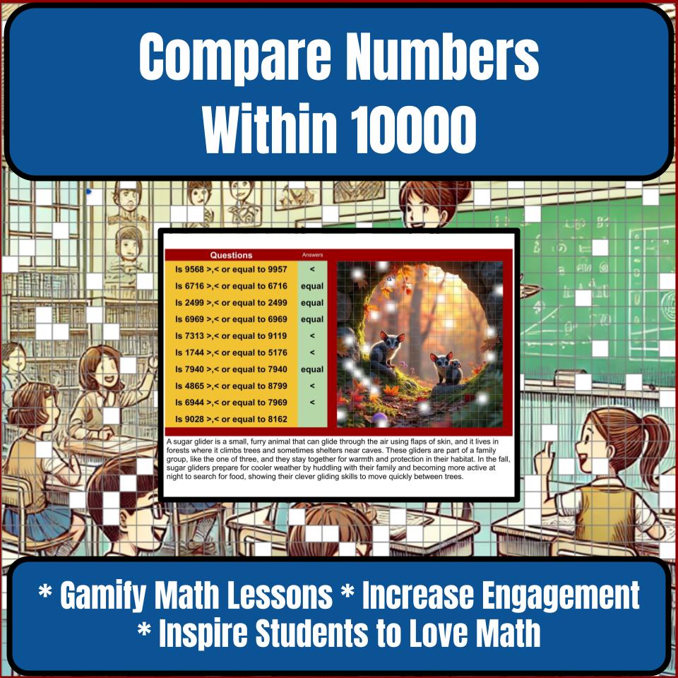 Compare Numbers Within 10000 Mystery Picture P0152