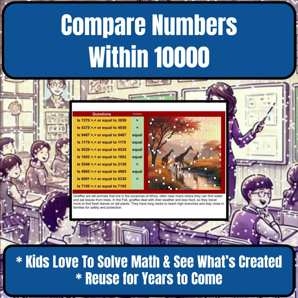 Compare Numbers Within 10000 Mystery Picture P0152