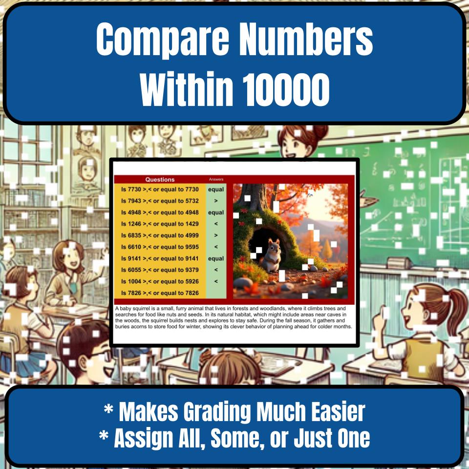 Compare Numbers Within 10000 Mystery Picture P0152