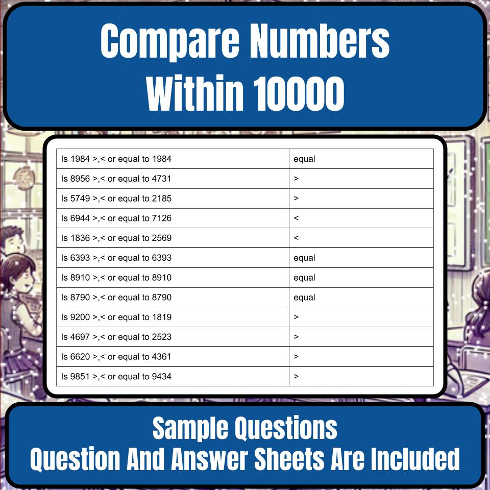Compare Numbers Within 10000 Mystery Picture P0152