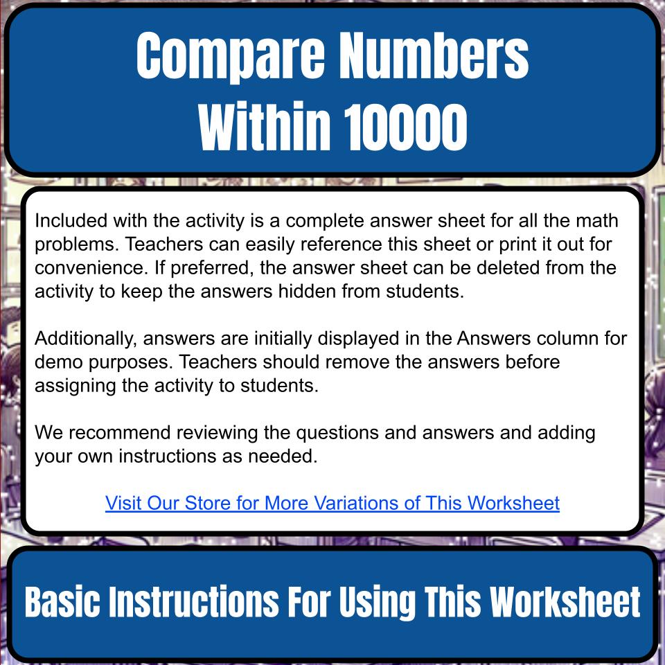 Compare Numbers Within 10000 Mystery Picture P0152