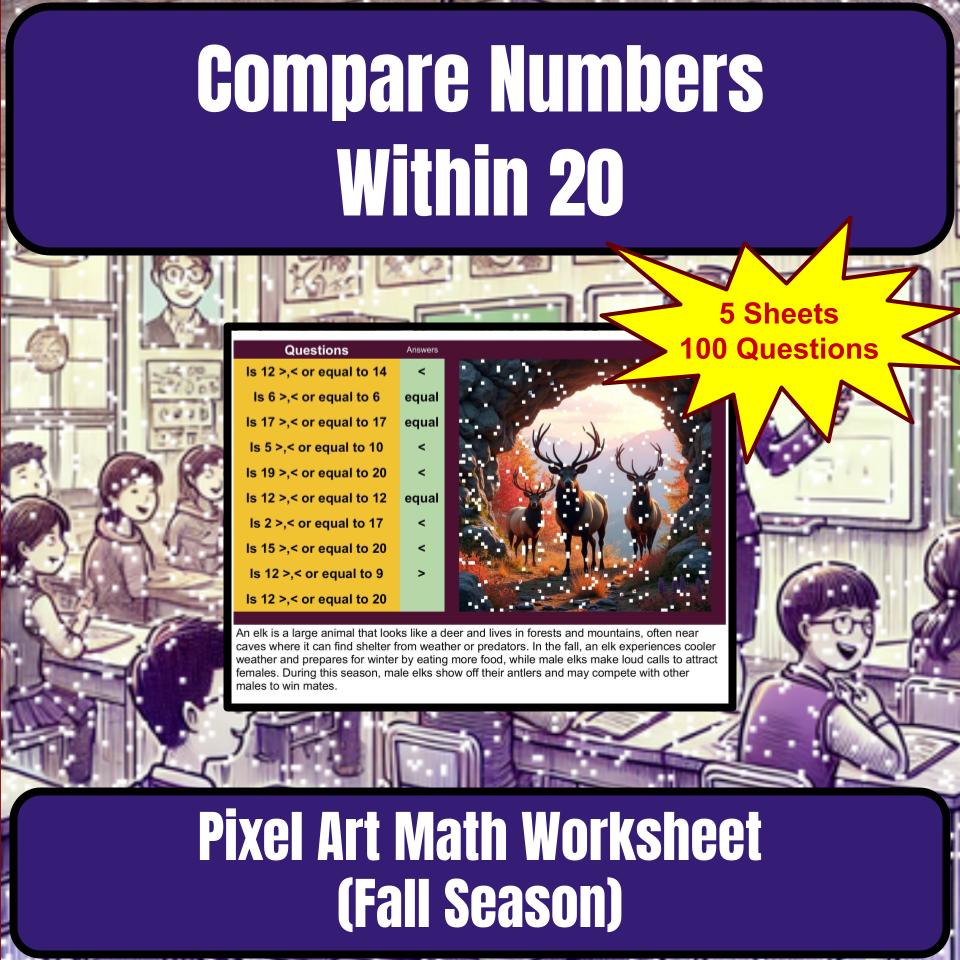 Compare Numbers Within 20 Mystery Picture P0153