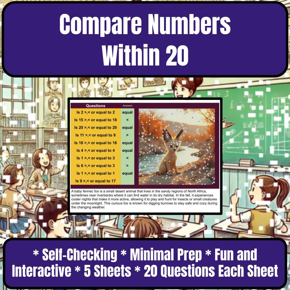 Compare Numbers Within 20 Mystery Picture P0153