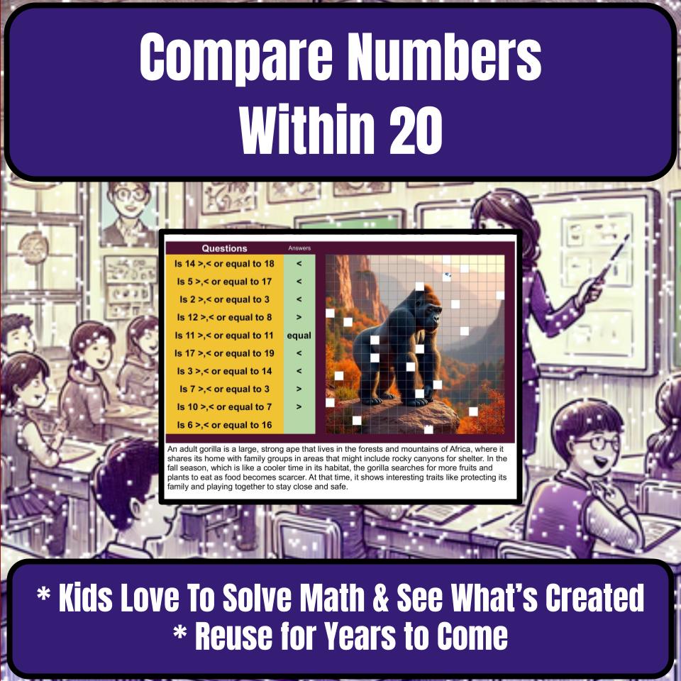 Compare Numbers Within 20 Mystery Picture P0153