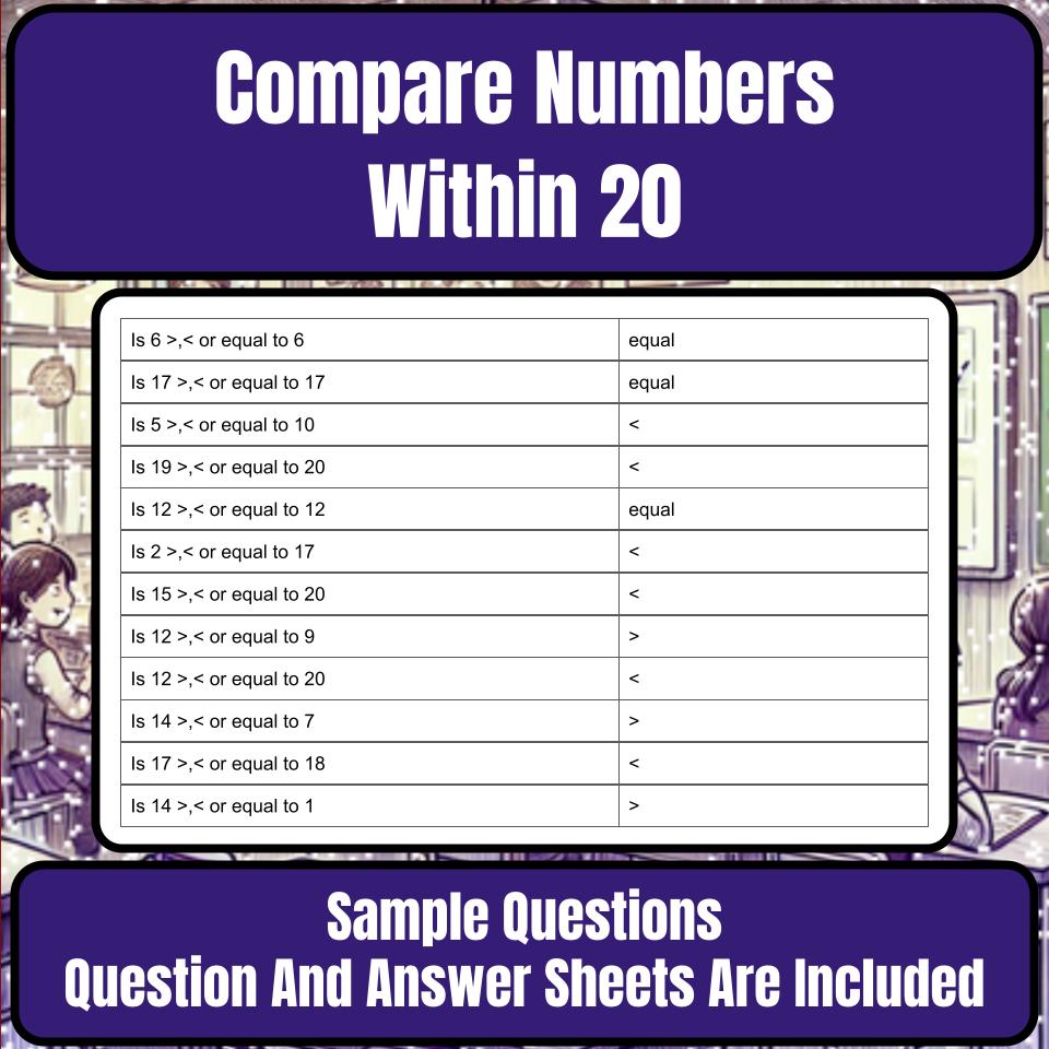 Compare Numbers Within 20 Mystery Picture P0153