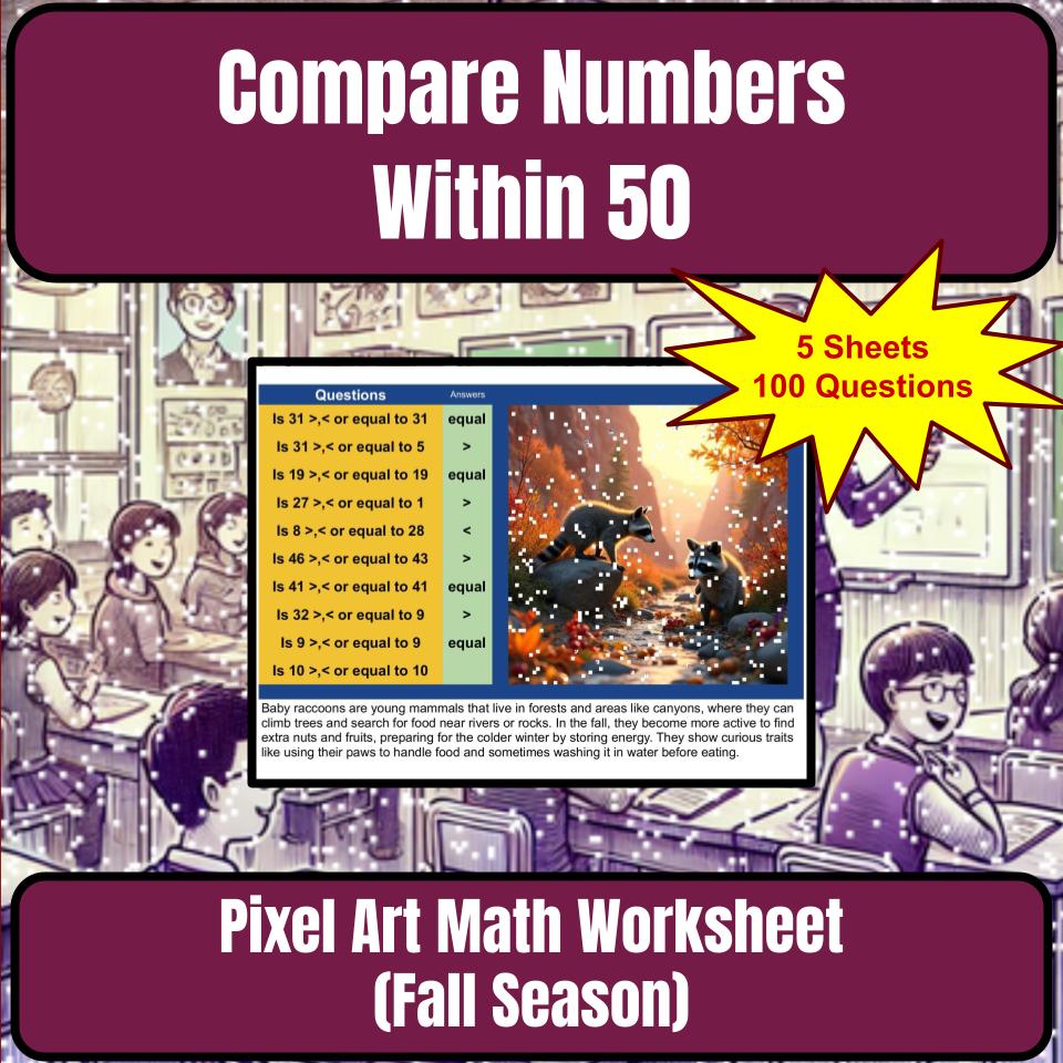 Compare Numbers Within 50 Mystery Picture P0154