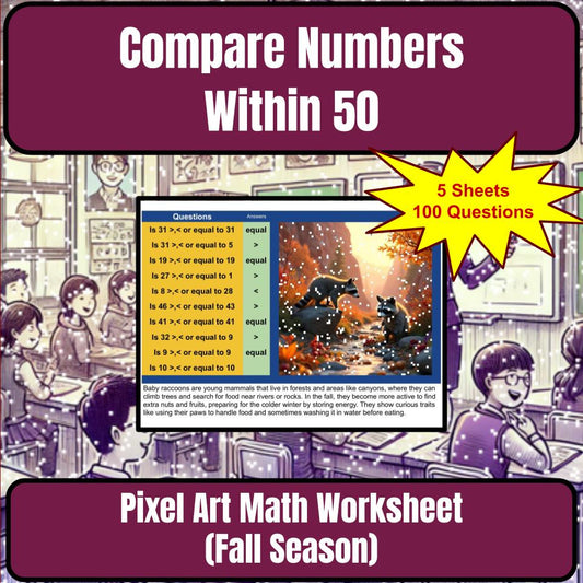 Compare Numbers Within 50 Mystery Picture P0154