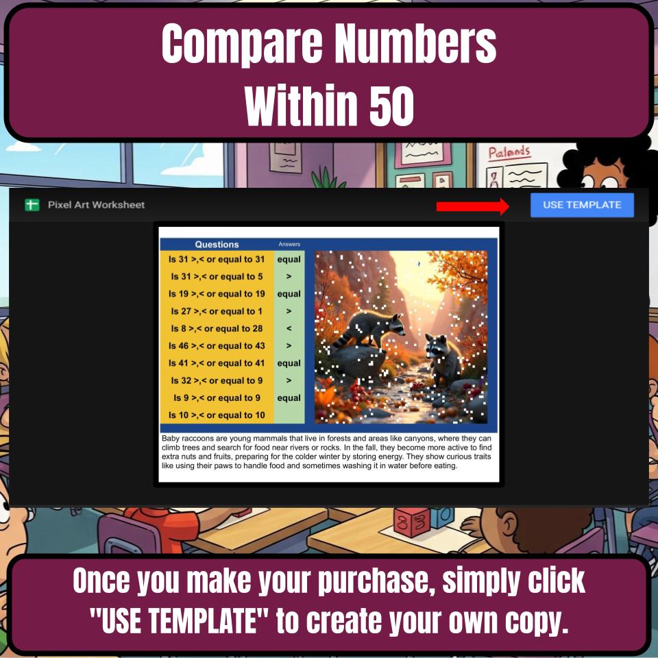 Compare Numbers Within 50 Mystery Picture P0154