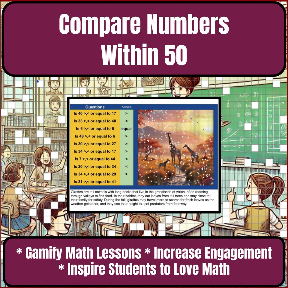 Compare Numbers Within 50 Mystery Picture P0154