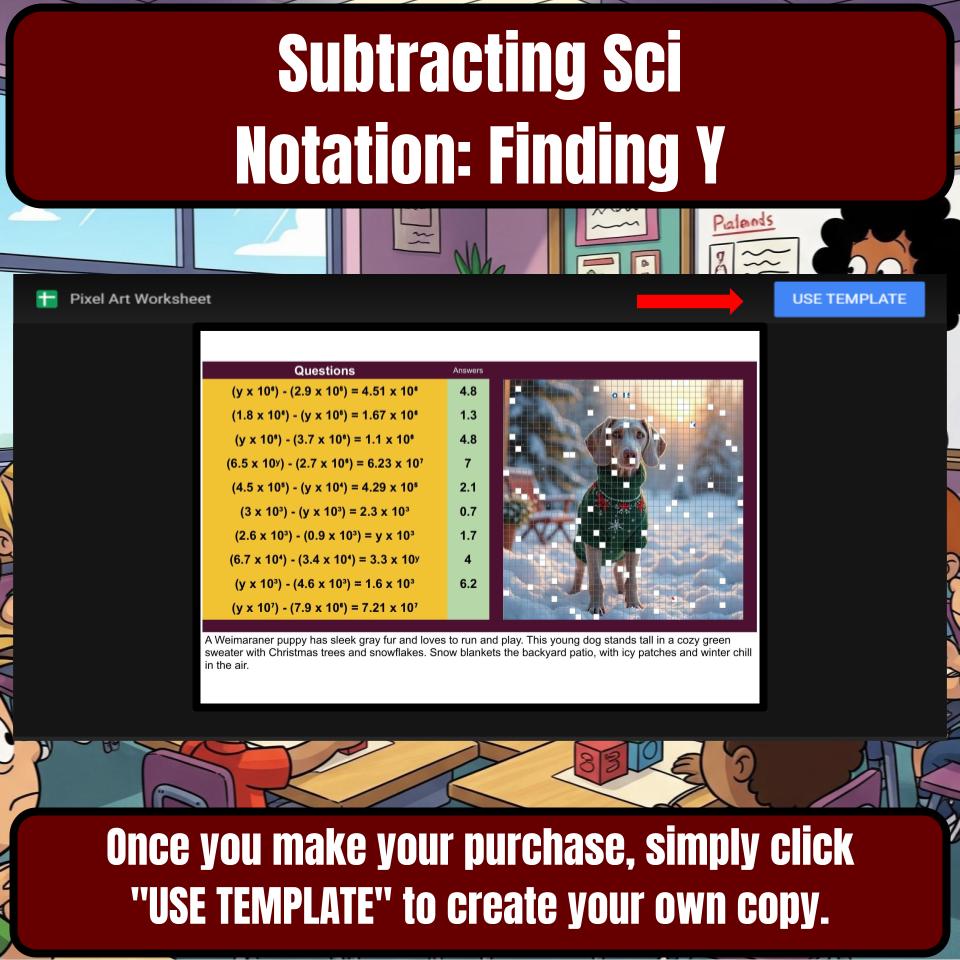 Subtracting Scientific Notation: Finding Value Of Y Mystery Activity P0017