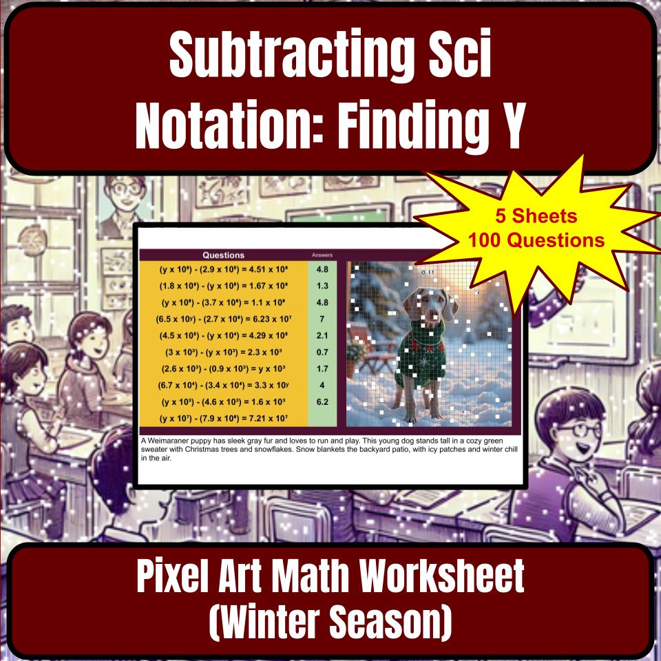 Subtracting Scientific Notation: Finding Value Of Y Mystery Activity P0017