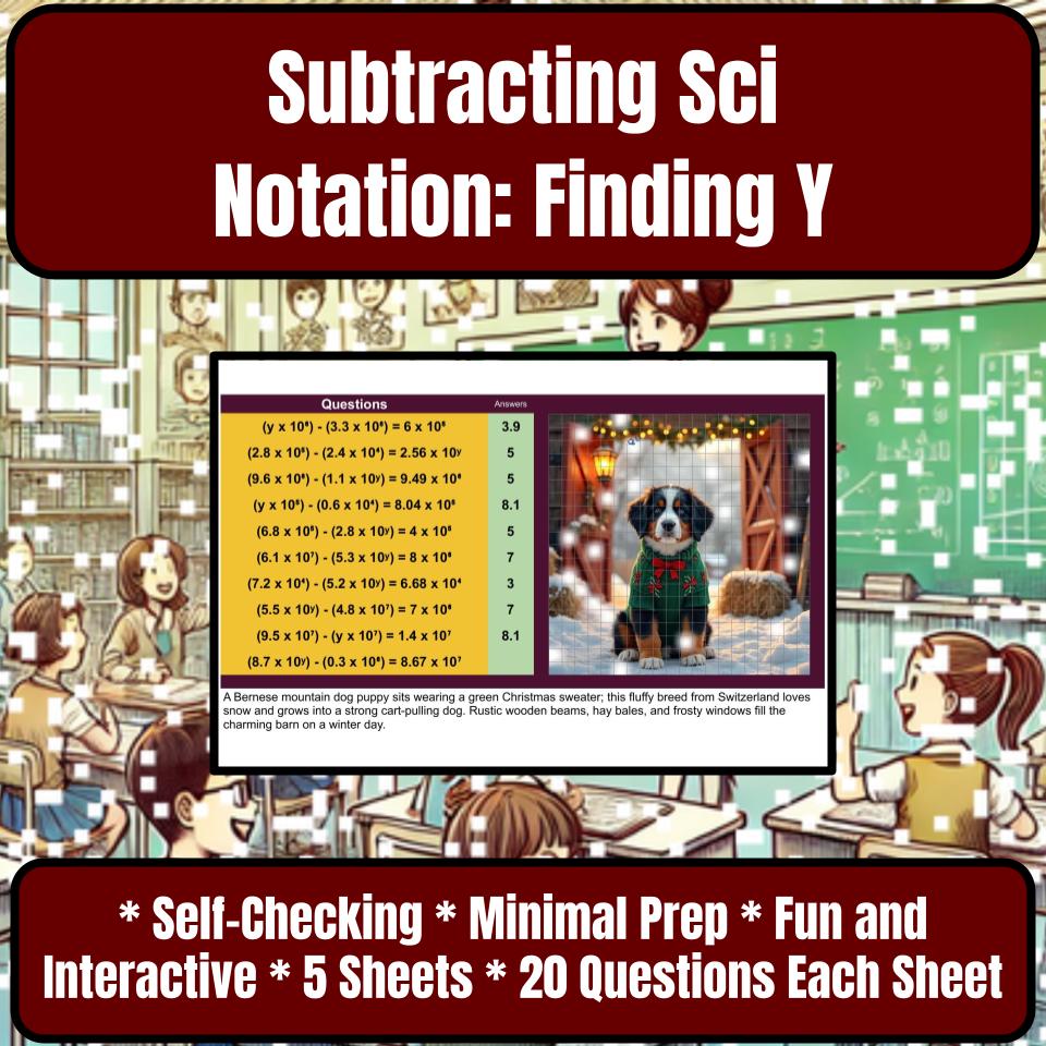 Subtracting Scientific Notation: Finding Value Of Y Mystery Activity P0017