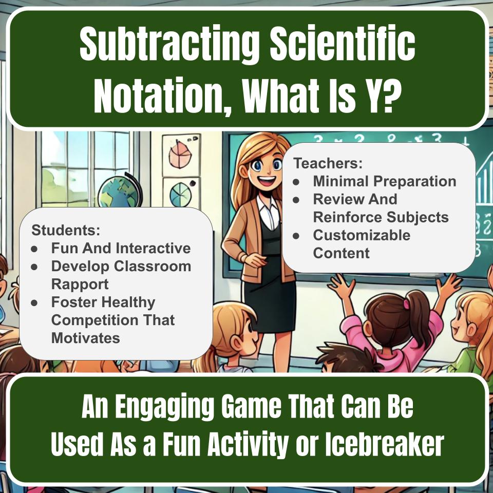 Jeopardy Subtracting Scientific Notation, What Is Y? Math Review Activity I0017