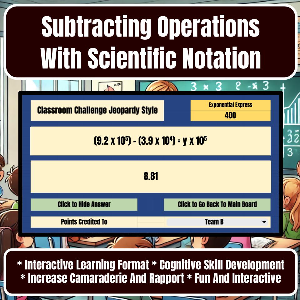 Subtracting Operations With Scientific Notation Jeopardy Math Review I0018