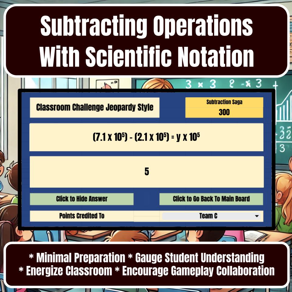 Subtracting Operations With Scientific Notation Jeopardy Math Review I0018