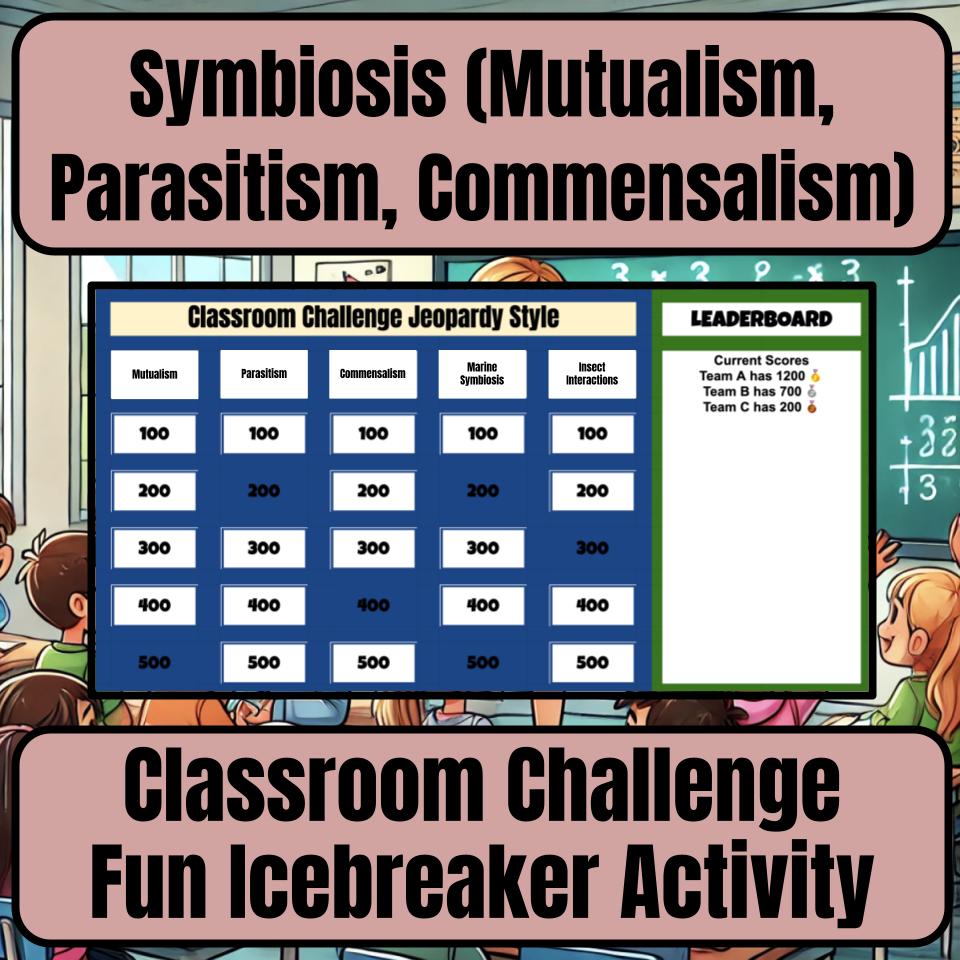 Symbiosis (Mutualism, Parasitism, Commensalism) Jeopardy Science Review I0183