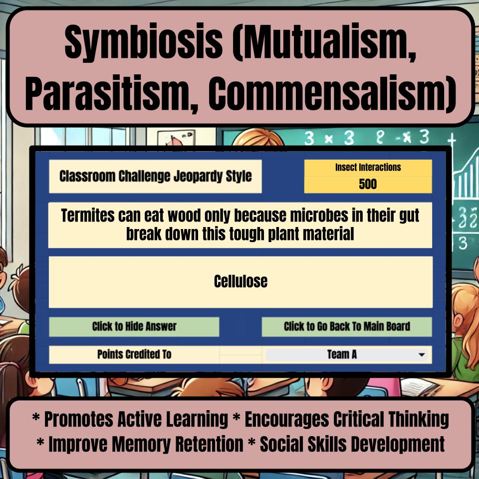 Symbiosis (Mutualism, Parasitism, Commensalism) Jeopardy Science Review I0183
