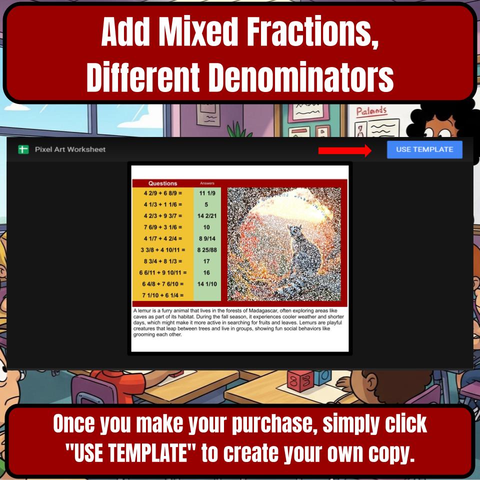 Add Mixed Fractions, Different Denominators Mystery Picture P0185
