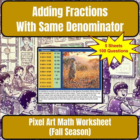 Adding Fractions With Same Denominator Mystery Picture P0187