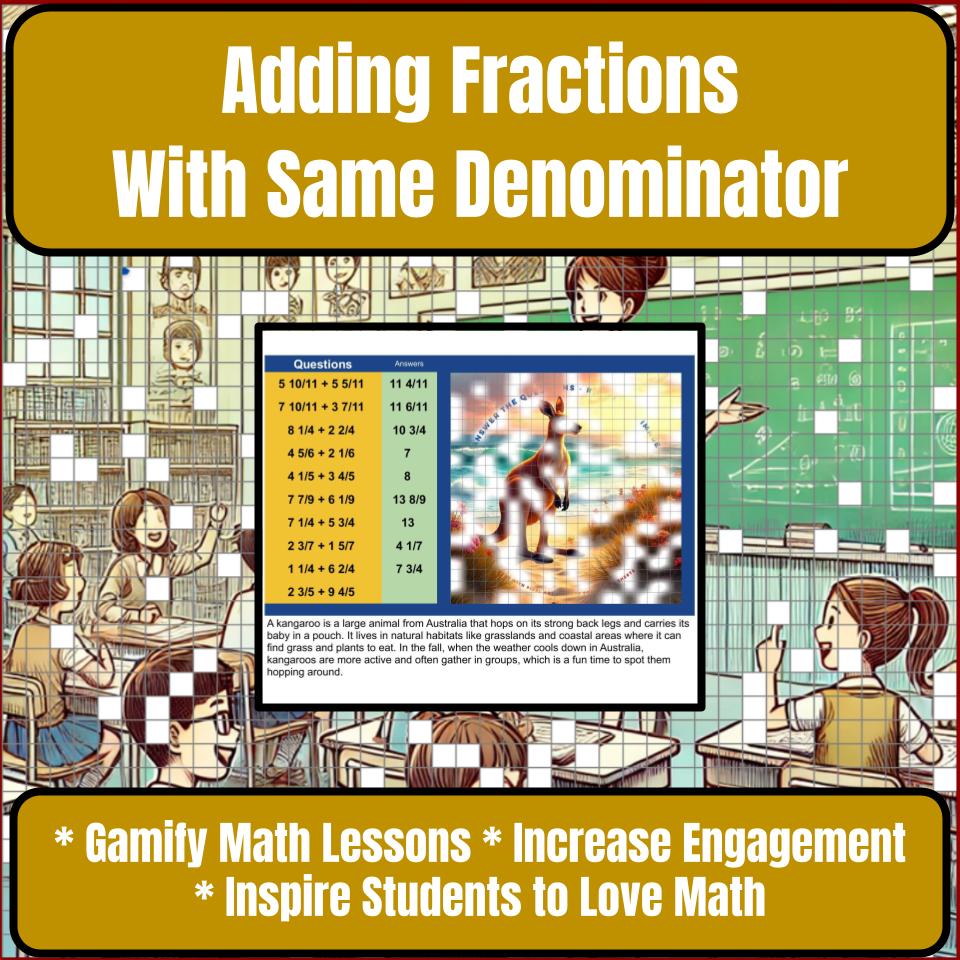 Adding Fractions With Same Denominator Mystery Picture P0187
