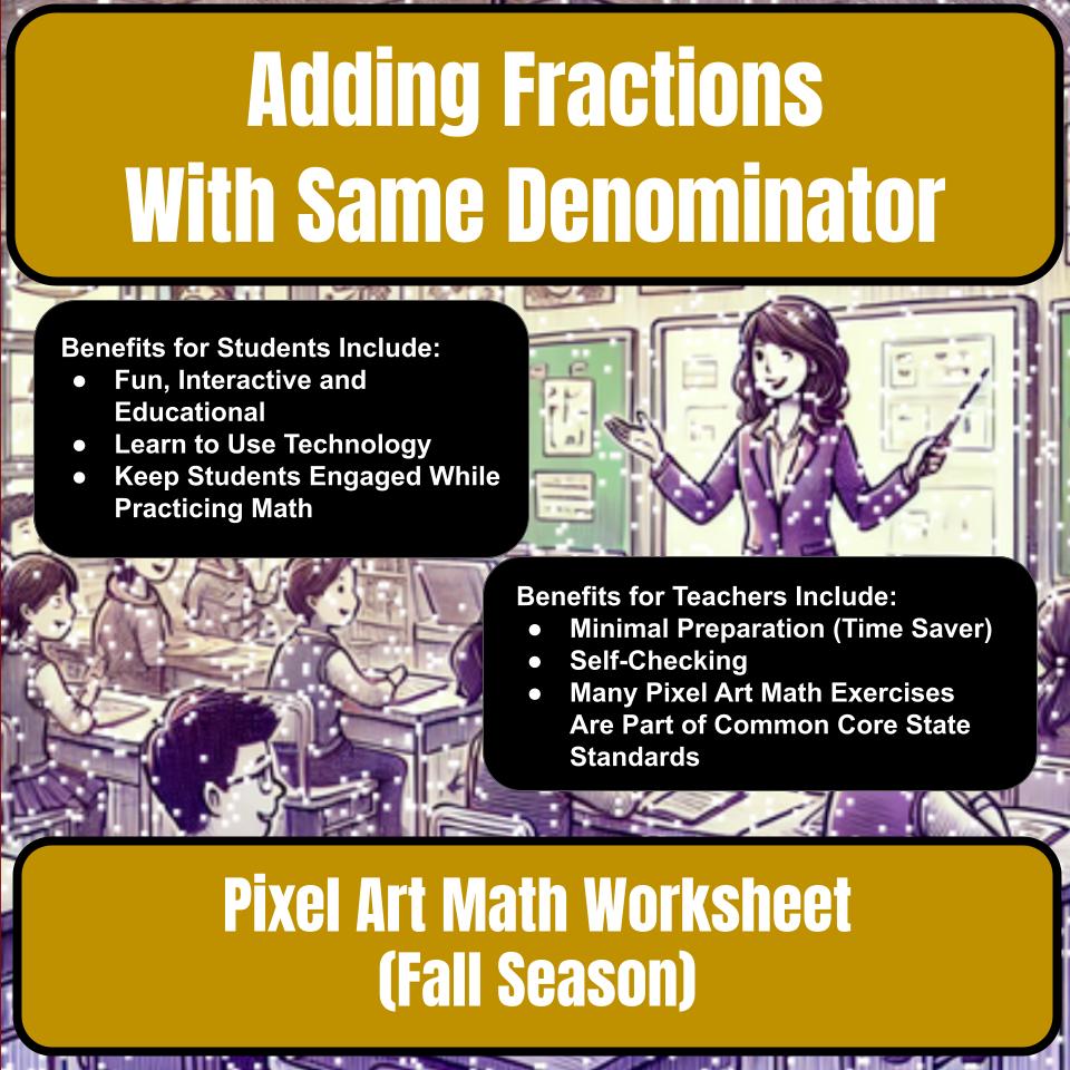 Adding Fractions With Same Denominator Mystery Picture P0187