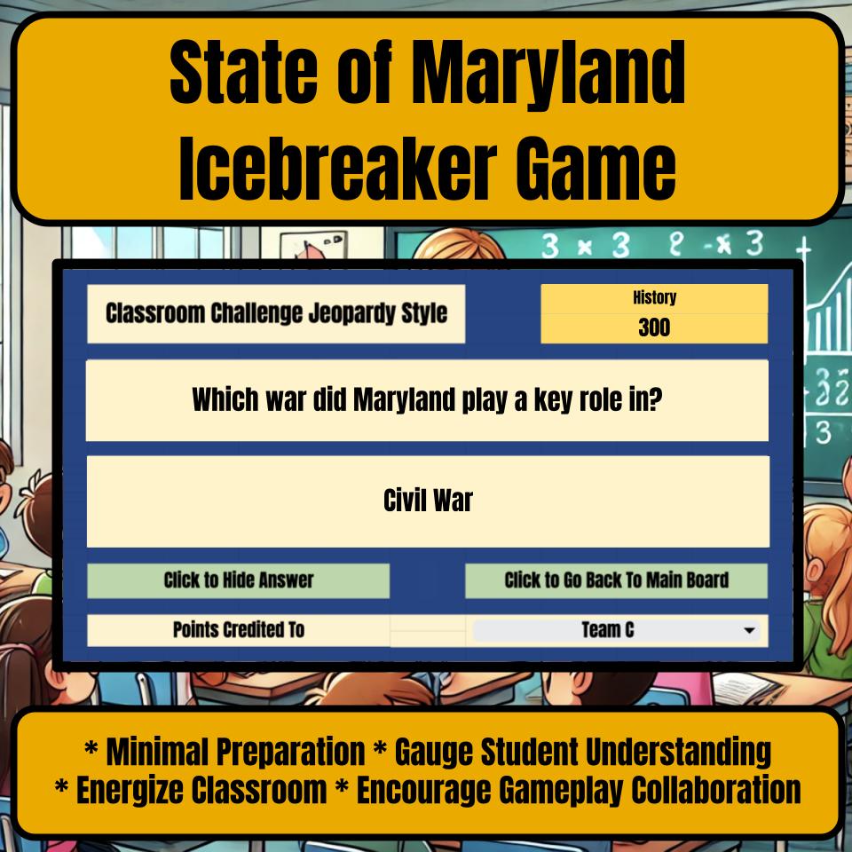State of Maryland Jeopardy Game I0019