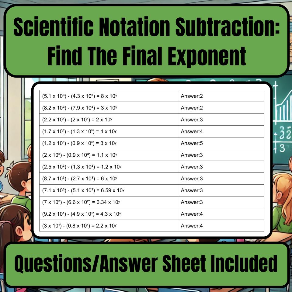 Scientific Notation Subtraction: Find The Final Exponent Jeopardy Review I0019