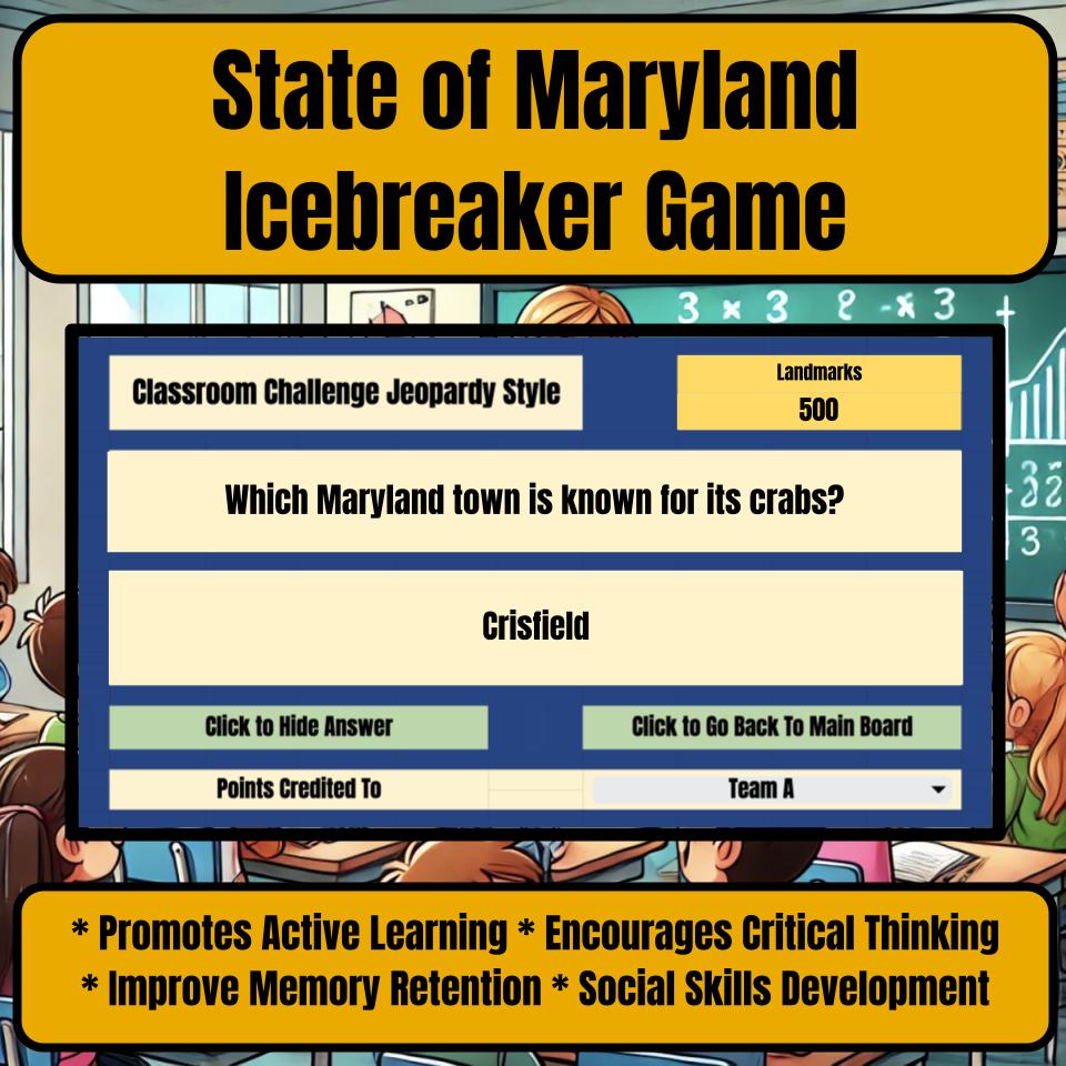 State of Maryland Jeopardy Game I0019